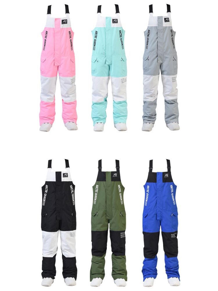 XwXwSeui Men Women Colorblock Shell Snow Bibs