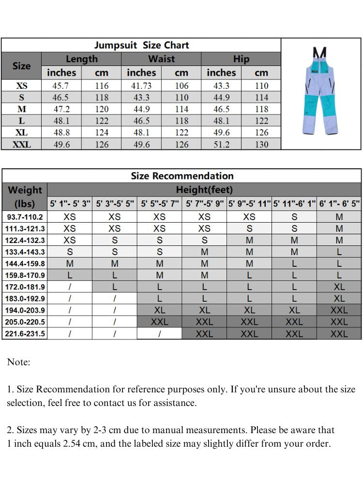 XwXwSeui Men WomenInsulated Loose Colorblock Snow Bibs