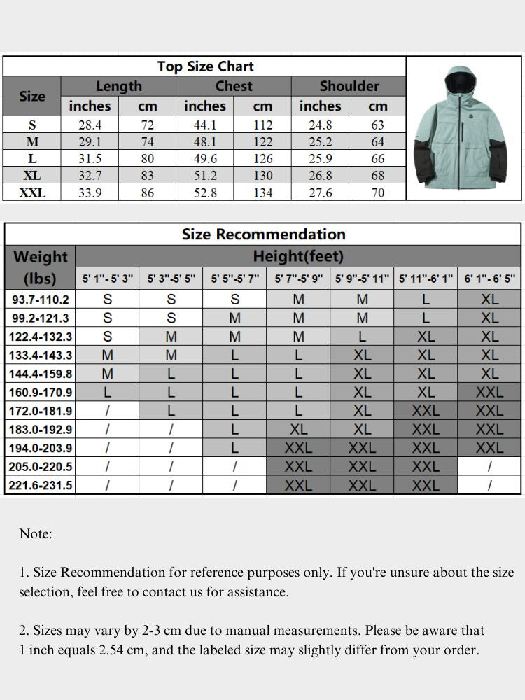 XwXwSeui Men Women Colorblock Insulated Snow Jacket