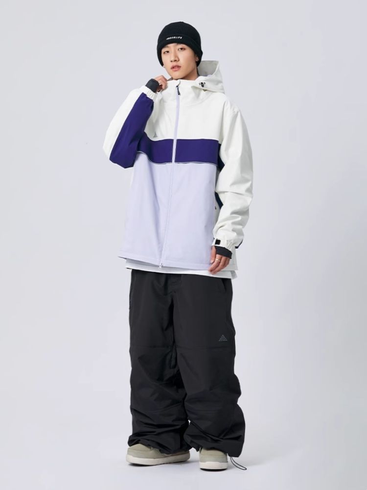 XwXwSeui Men Women Colorblock Loose Snow Jacket