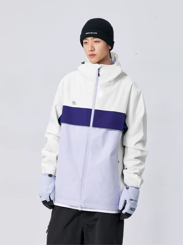 XwXwSeui Men Women Colorblock Loose Snow Jacket