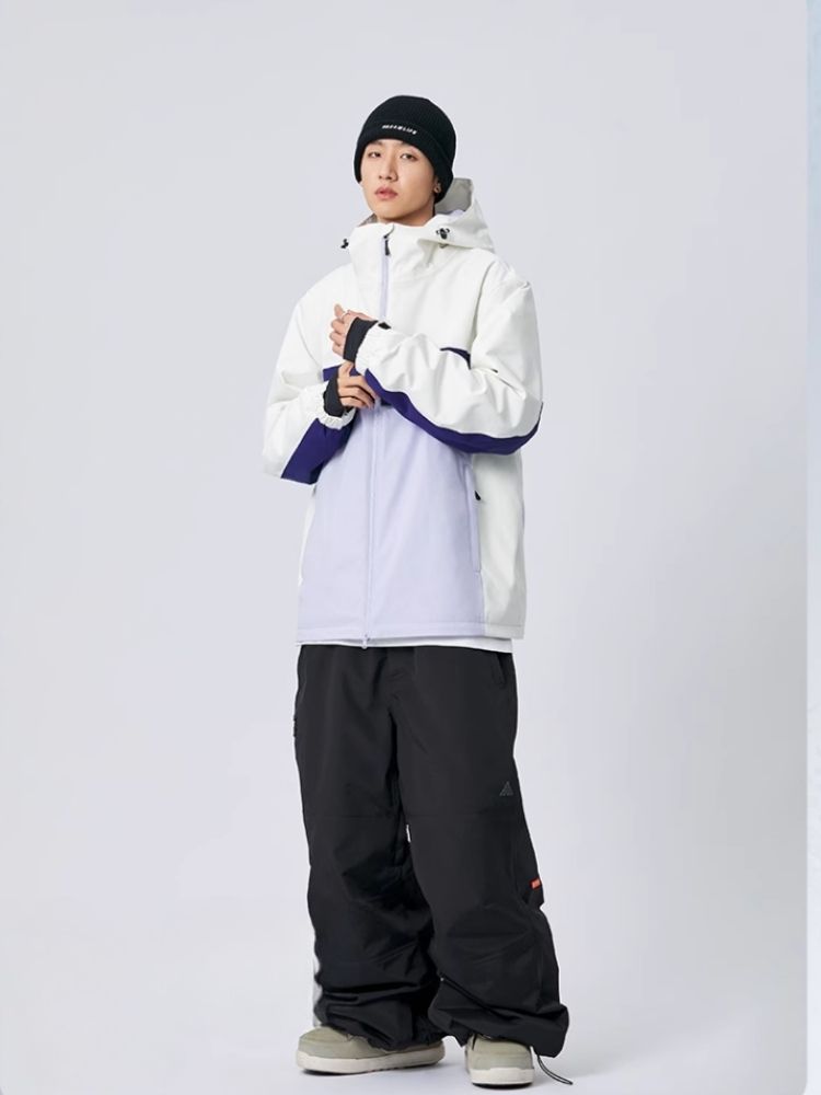 XwXwSeui Men Women Colorblock Loose Snow Jacket