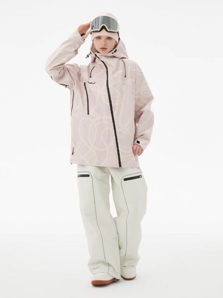 XwXwSeui Men Women 3L Color Zipper Hooded Snow Suits