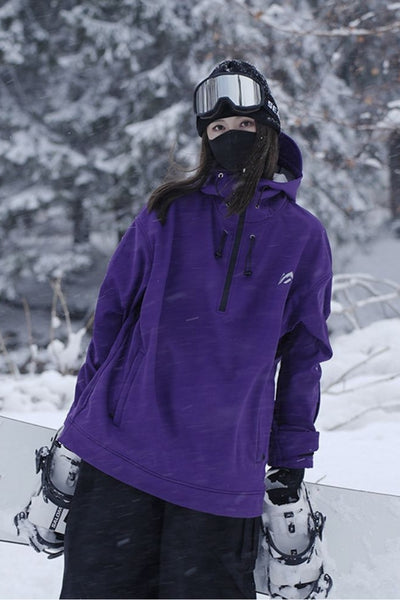 XwXwSeui Womens Mens Fleeced Solid Breathproof Half-Zipper Chic Snow Hoodie