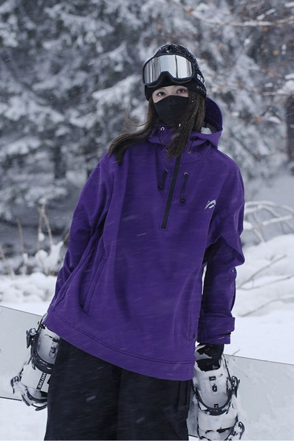 XwXwSeui Womens Mens Fleeced Solid Breathproof Half-Zipper Chic Snow Hoodie