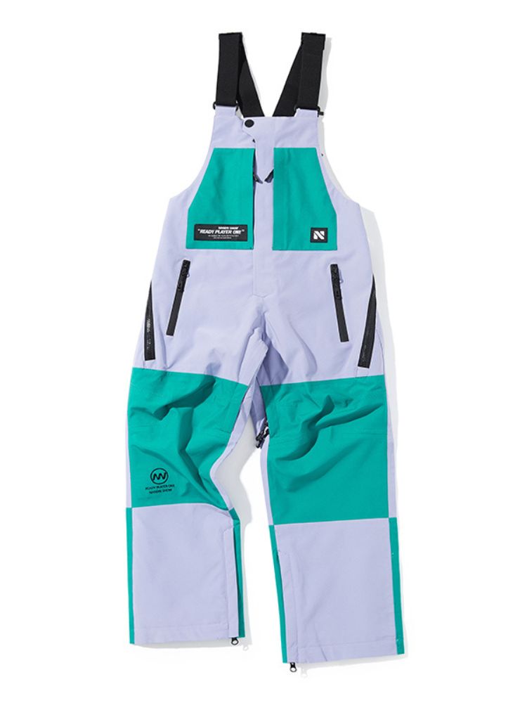 XwXwSeui Kids Colorblock Waterproof Baggy Snow Bibs