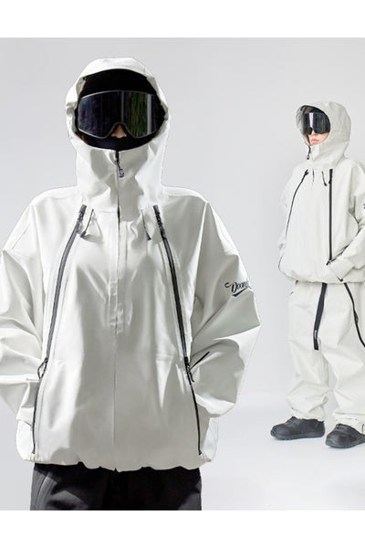 XwXwSeui Men Women 3L Shell Loose Chic Waterproof Outdoor Snowboarding Suit