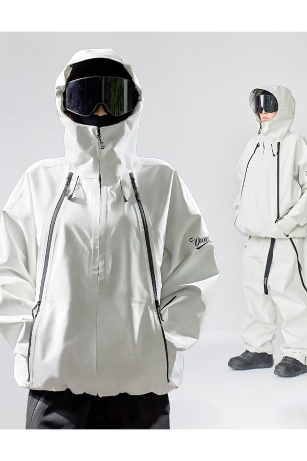 XwXwSeui Men Women 3L Shell Loose Chic Waterproof Outdoor Snowboarding Suit