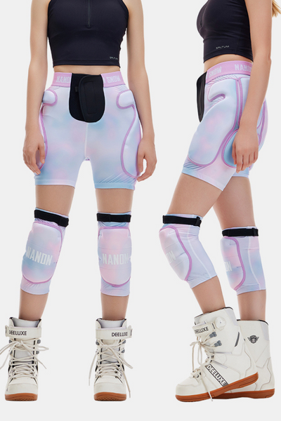 XwXwSeui Men Women Snow Shorts & Knee Pads Set