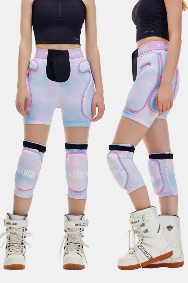 XwXwSeui Men Women Snow Shorts & Knee Pads Set