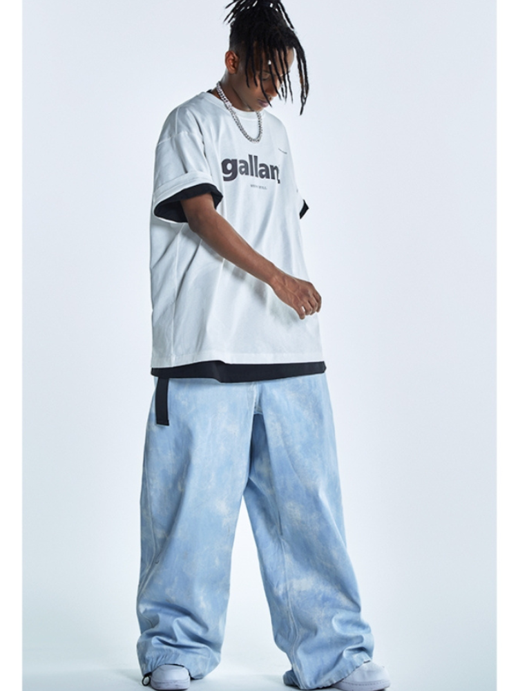 XwXwSeui Men Women Tie-Dyed Super Baggy Pants Trendy Hip Hop Ski Pants