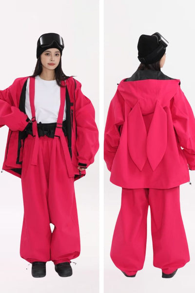 XwXwSeui Men Women 3L Rabbit Ears Outdoor Snow Suits