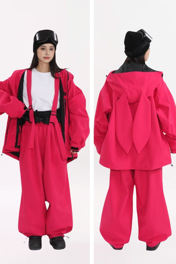 XwXwSeui Men Women 3L Rabbit Ears Outdoor Snow Suits
