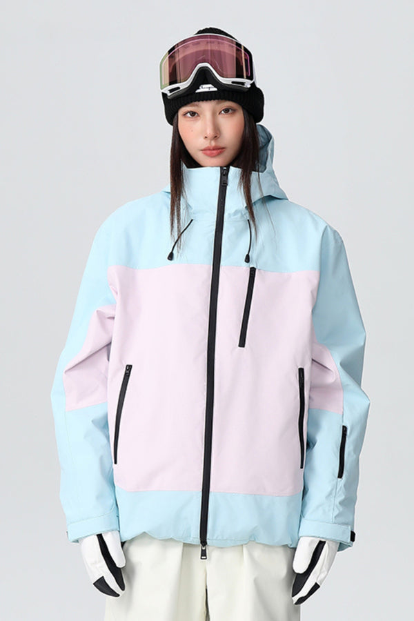 XwXwSeui Men Women New Baggy Insulated Colorblock Hooded Snowboarding Jackets