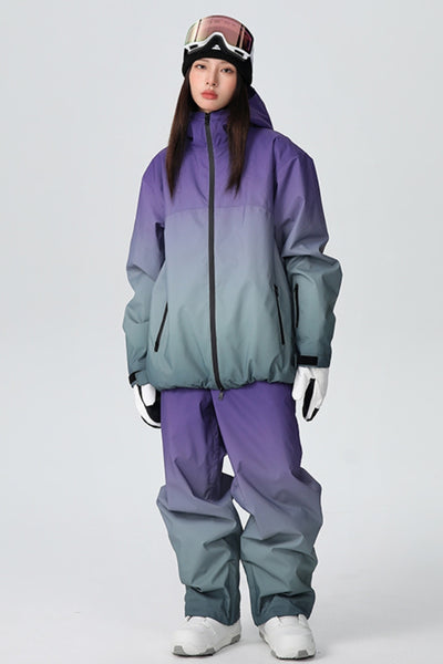 XwXwSeui Womens Mens Insulated Gradient Loose Outdoor Breathproof Skiing Suits