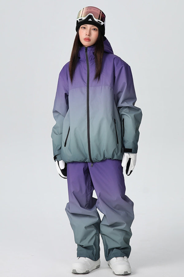 XwXwSeui Womens Mens Insulated Gradient Loose Outdoor Breathproof Skiing Suits