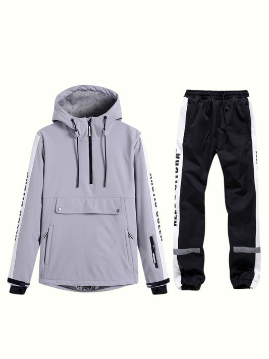 XwXwSeui Men Women Reflective Windproof Snow Suits-Grey Series