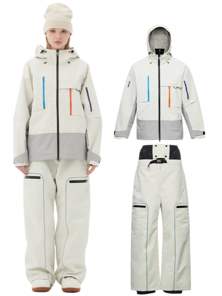 XwXwSeui Men Women 3L Color Zipper Hooded Snow Suits