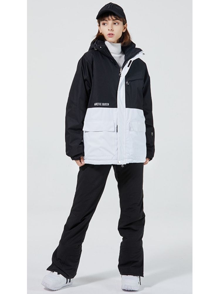 XwXwSeui Men Women Hooded Insulated Snow Suits-Black Series