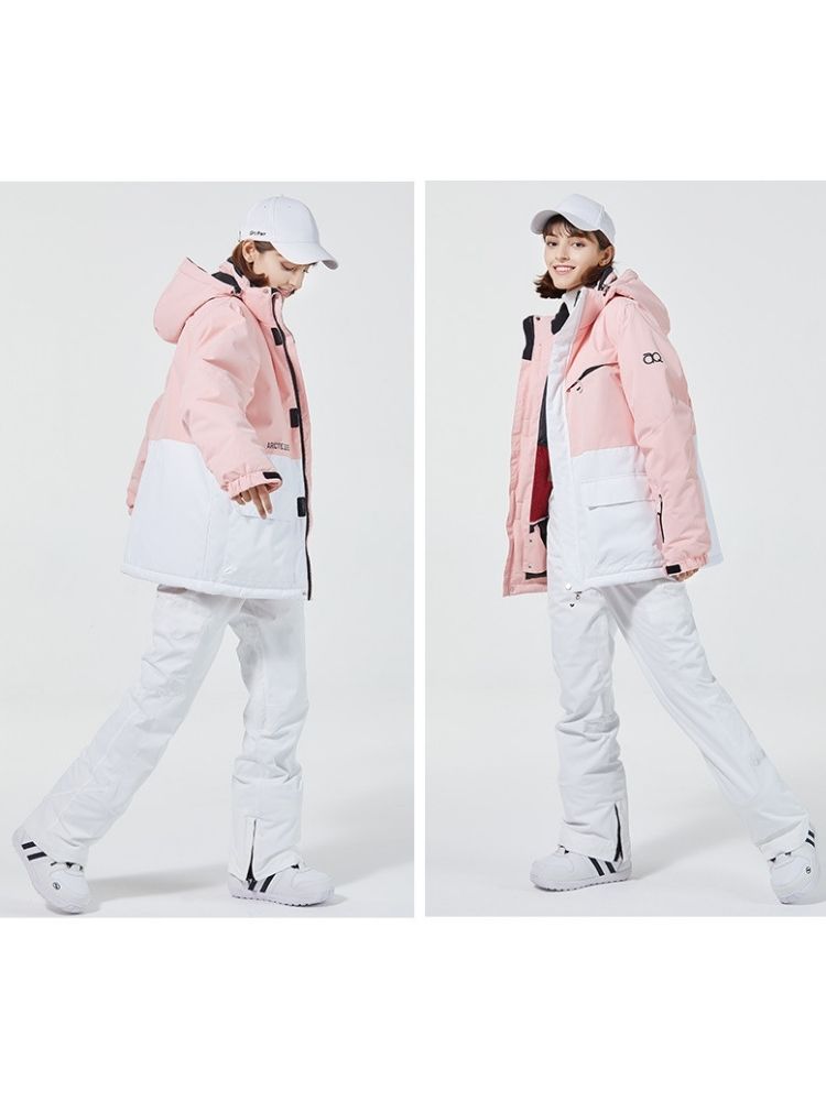 XwXwSeui Men Women Hooded Insulated Snow Suits-Pink Series