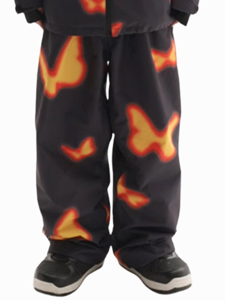 XwXwSeui Men Women Flame Butterfly Baggy Ski Pants