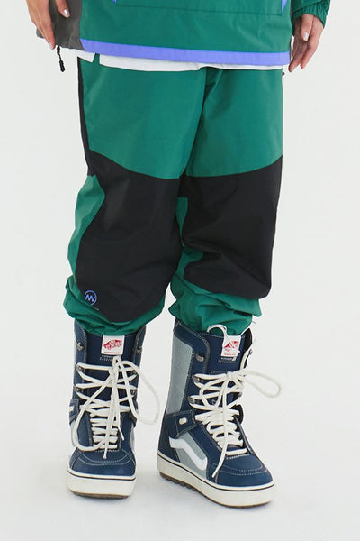 XwXwSeui Men Women Color-blocking Loose Waterproof Ski Pants