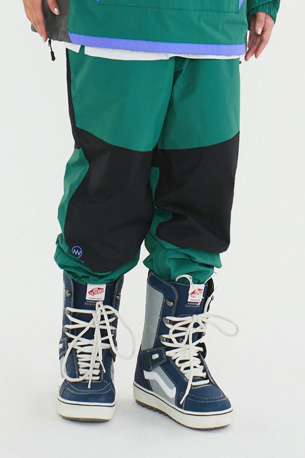 XwXwSeui Men Women Color-blocking Loose Waterproof Ski Pants