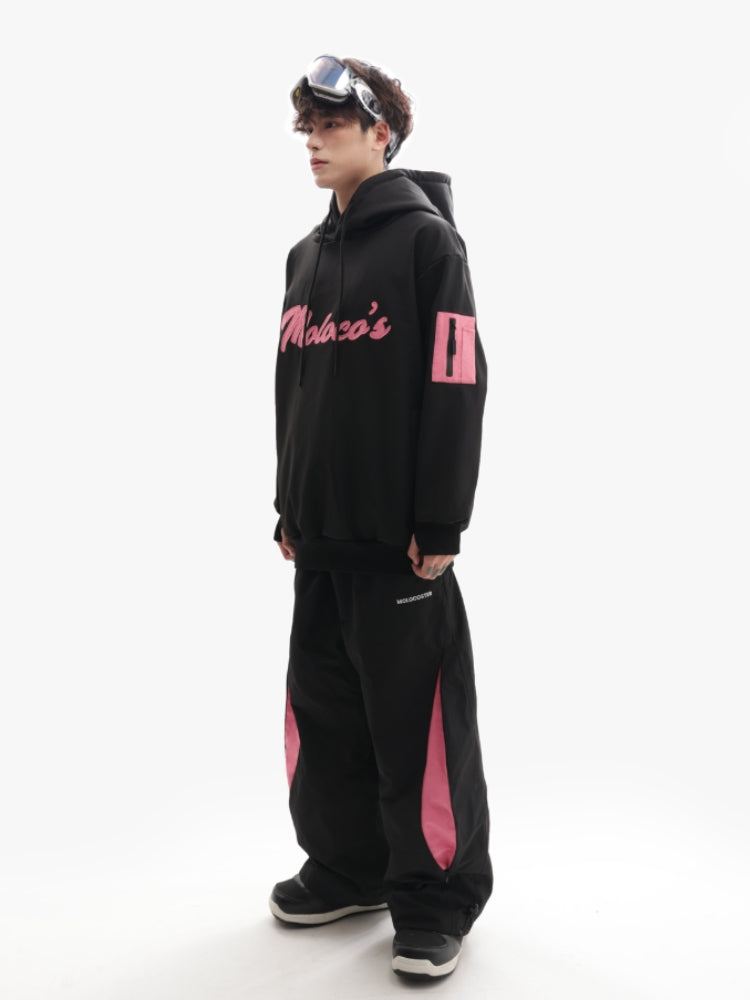 XwXwSeui Men Women Pink Embroidery Loose Ski Sweatshirt