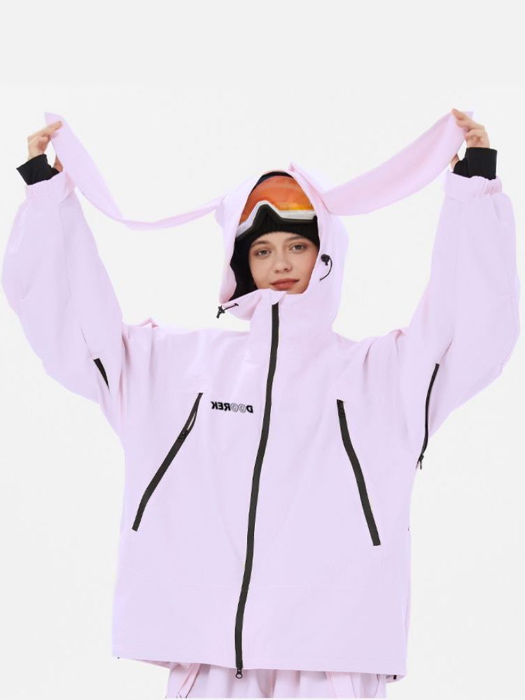 XwXwSeui Men Women Cotton Cute Rabbit Ears Insulated Snow Jacket