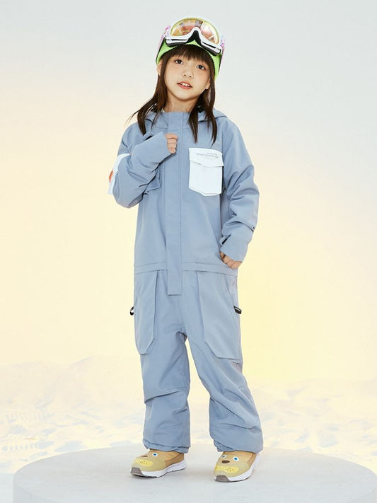 XwXwSeui Kids Insulated Waterproof Hooded Ski Jumpsuit