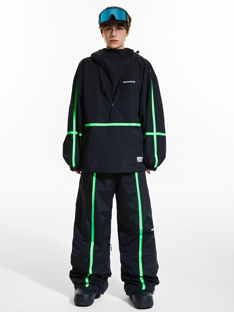 XwXwSeui Men Women Stripe Loose Fleece Ski Suits