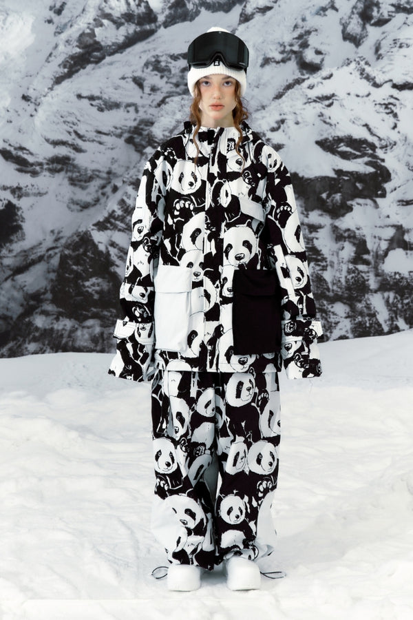 XwXwSeui Men Women Panda Printed Snow Suits