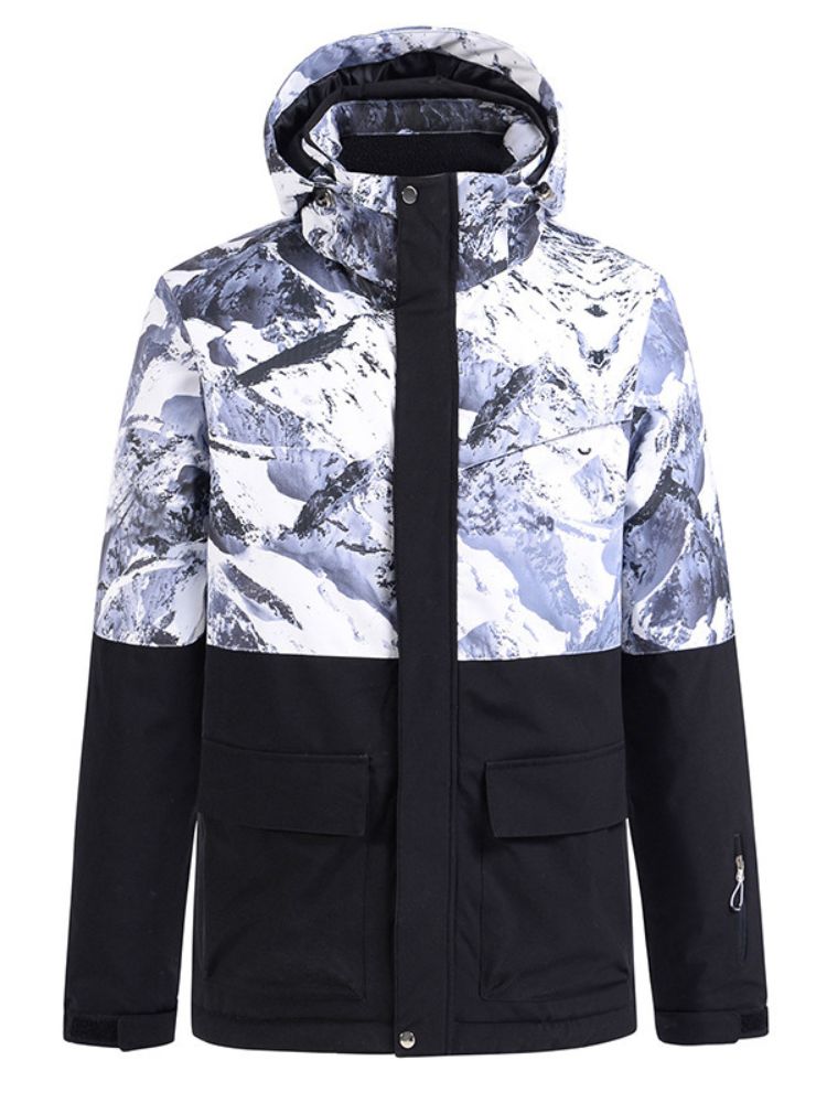 XwXwSeui Men Women Colorblock Hooded Snow Jacket