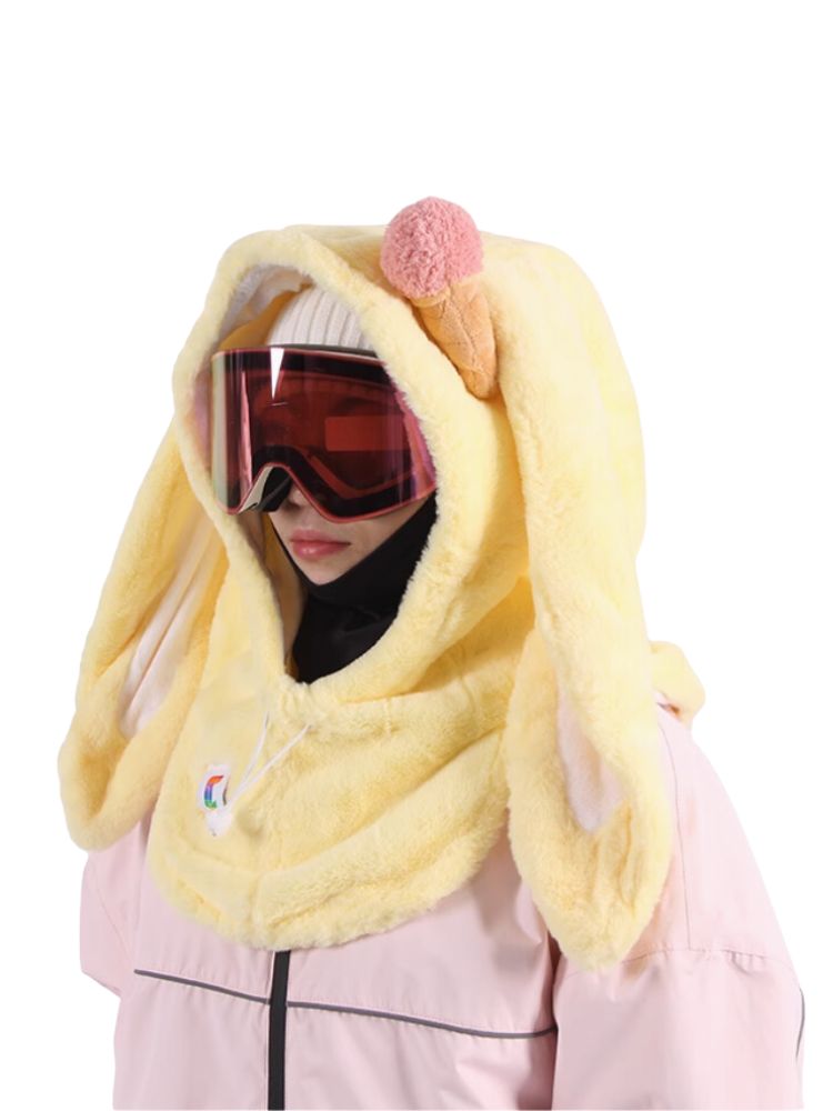 XwXwSeui Men Women Catoon Rabbit Snow Helmet Hood