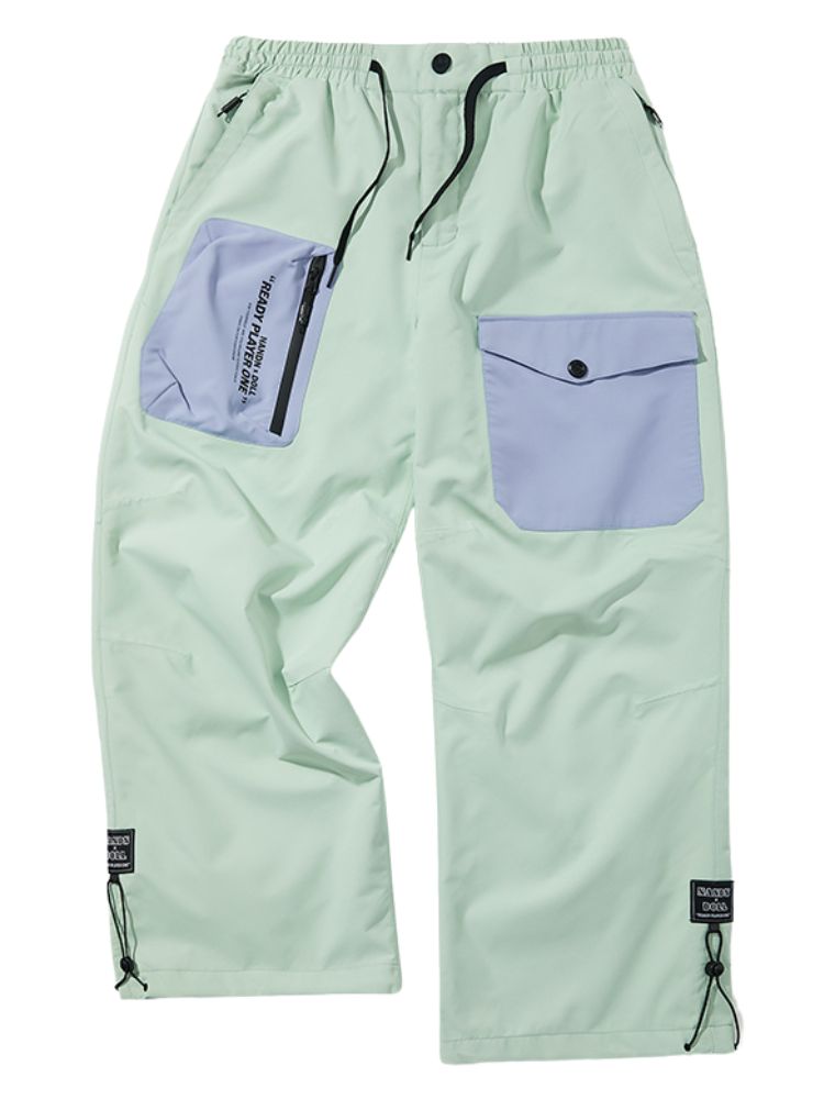 XwXwSeui Men Women Loose Colorblock Ski Pants