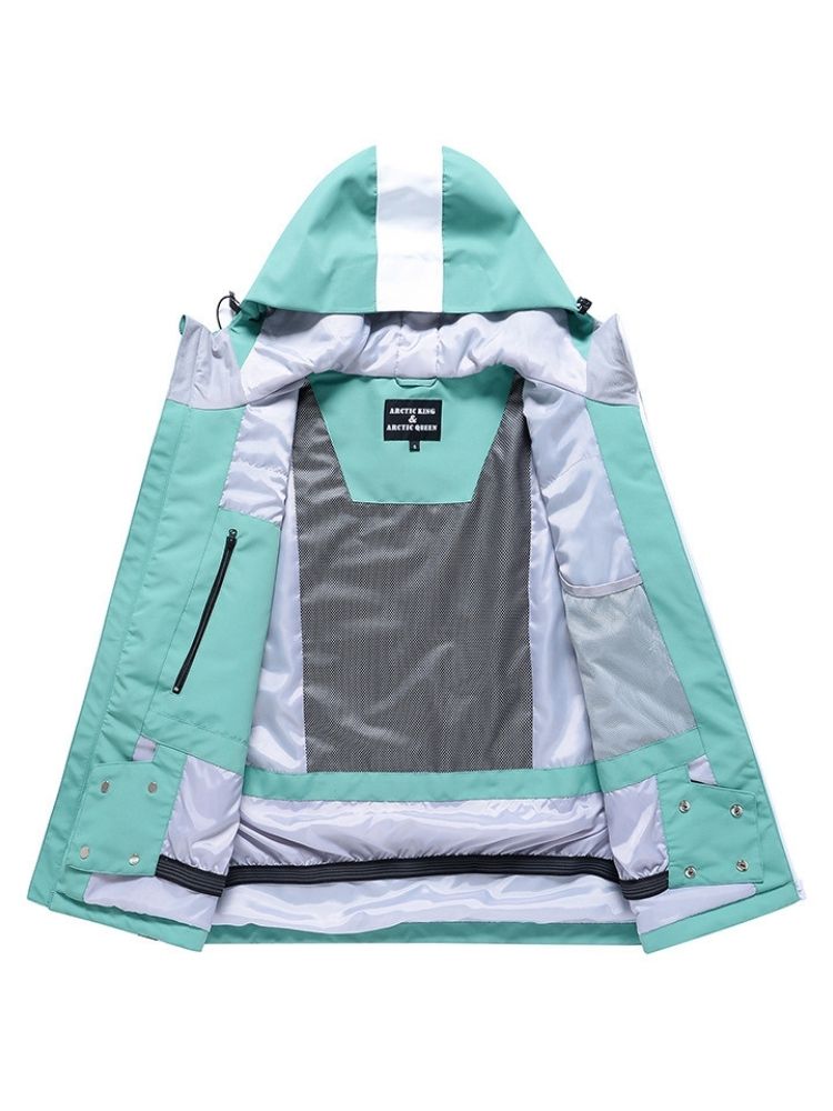 XwXwSeui Men Women Lines Outdoor Snow Suits-Light Cyan Series