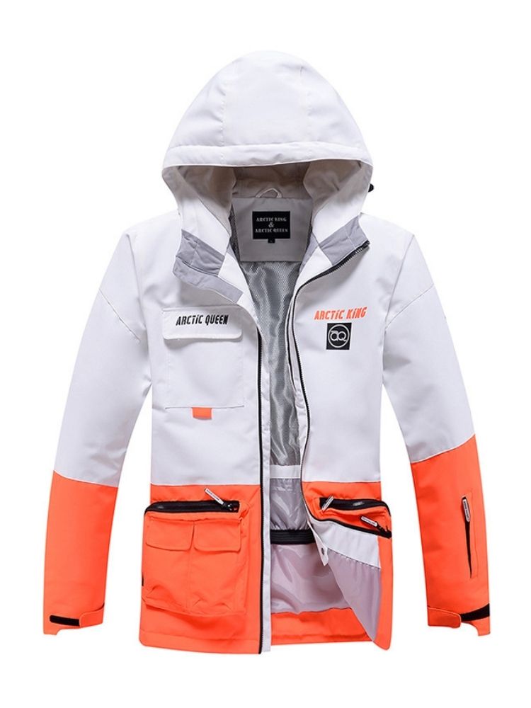 XwXwSeui Men Women Windproof Insulated Snow Suits-White Series