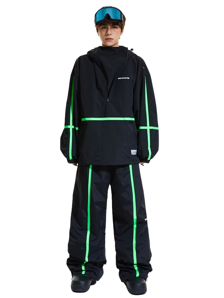 XwXwSeui Men Women Stripe Loose Fleece Ski Suits