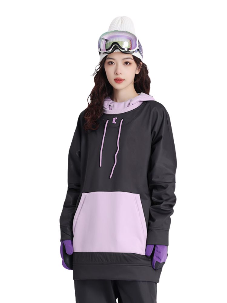 XwXwSeui Men Women Colorblock Hooded Ski Sweatshirt