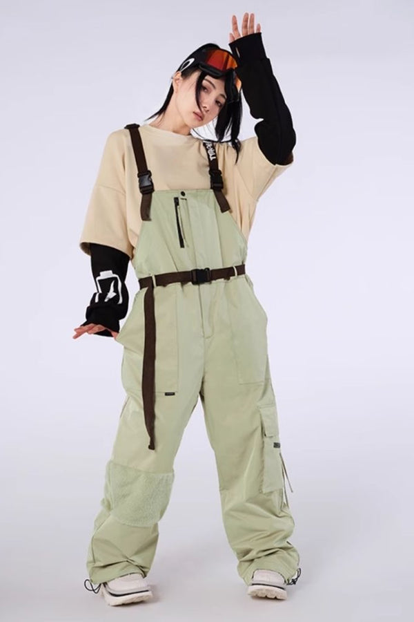 XwXwSeui Velvet Men's Women's Fashion Waterproof Loose Single Board Double Board Sonw Bibs