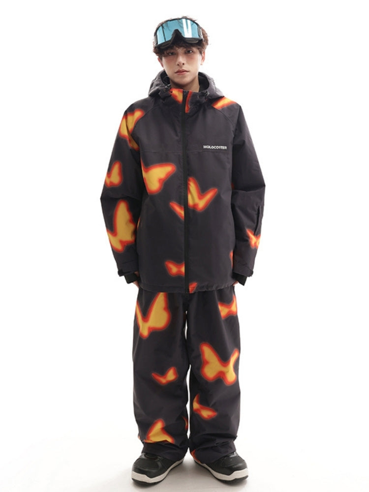 XwXwSeui Men Women Flame Butterfly Baggy Ski Pants