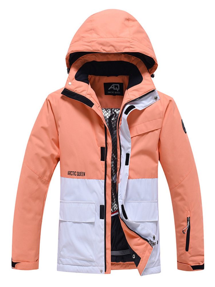 XwXwSeui Men Women Colorblock Hooded Snow Jacket