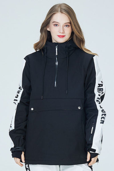 XwXwSeui Men Women Half Zipper Hooded Snow Jacket