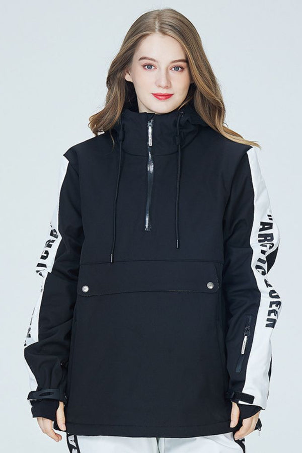 XwXwSeui Men Women Half Zipper Hooded Snow Jacket