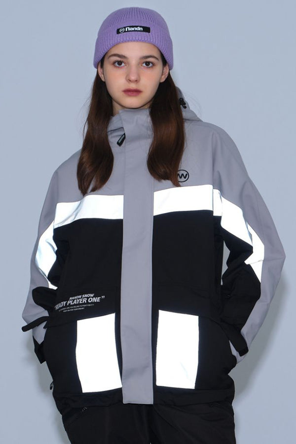 XwXwSeui Men Women Insulated Colorblock Hood Snow Jacket