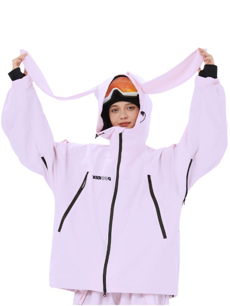 XwXwSeui Men Women Cotton Cute Rabbit Ears Insulated Snow Jacket