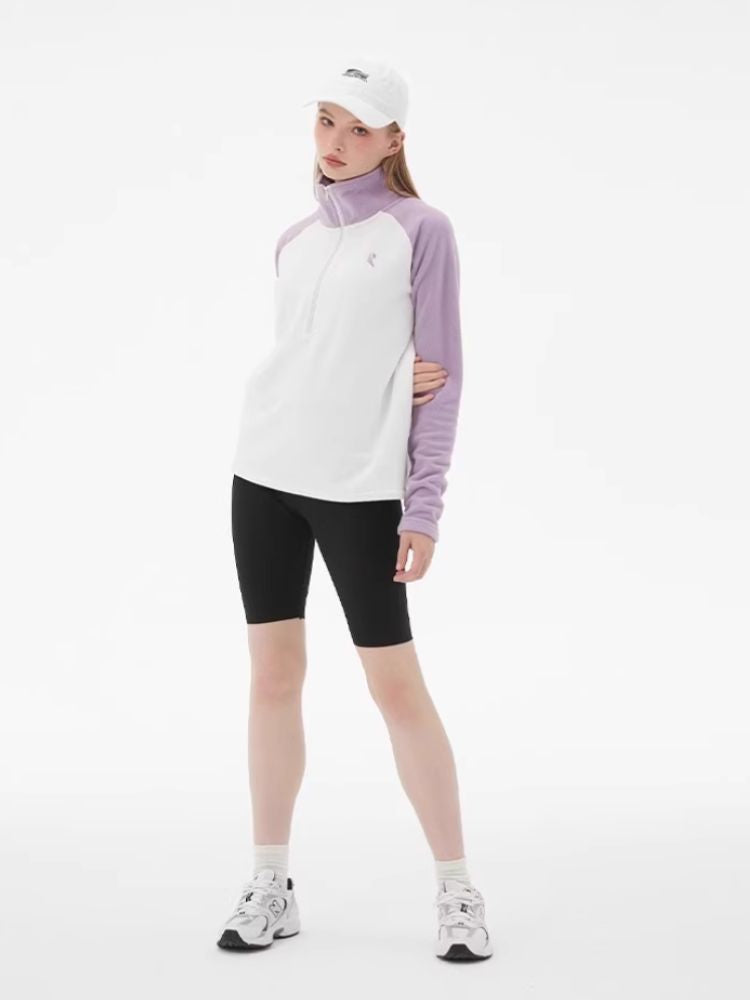 XwXwSeui Women Colorblock Mid Fleece Ski Pullover