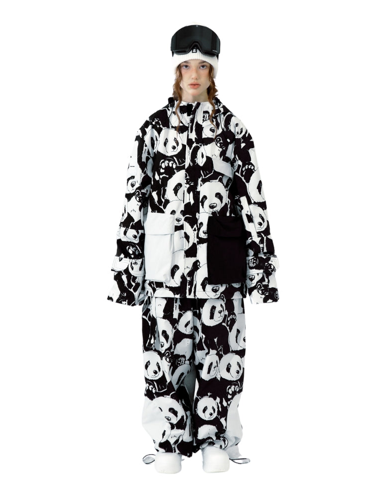 XwXwSeui Men Women Panda Printed Snow Suits