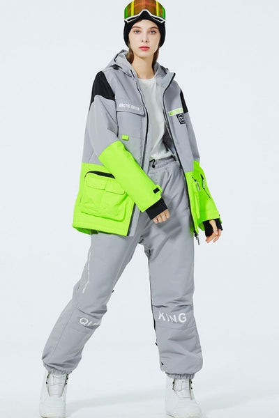 XwXwSeui Men Women Windproof Insulated Snow Suits-Green Series