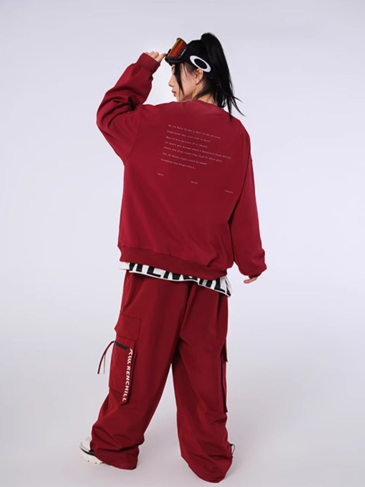 XwXwSeui Men Women Loose Style Trendy Hip-Hop Ski Suits